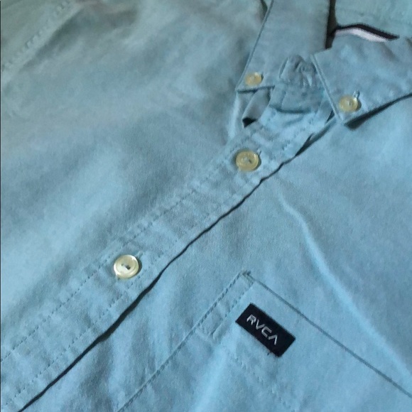 RVCA Button Up Shirt Small Light Green - Picture 3 of 4